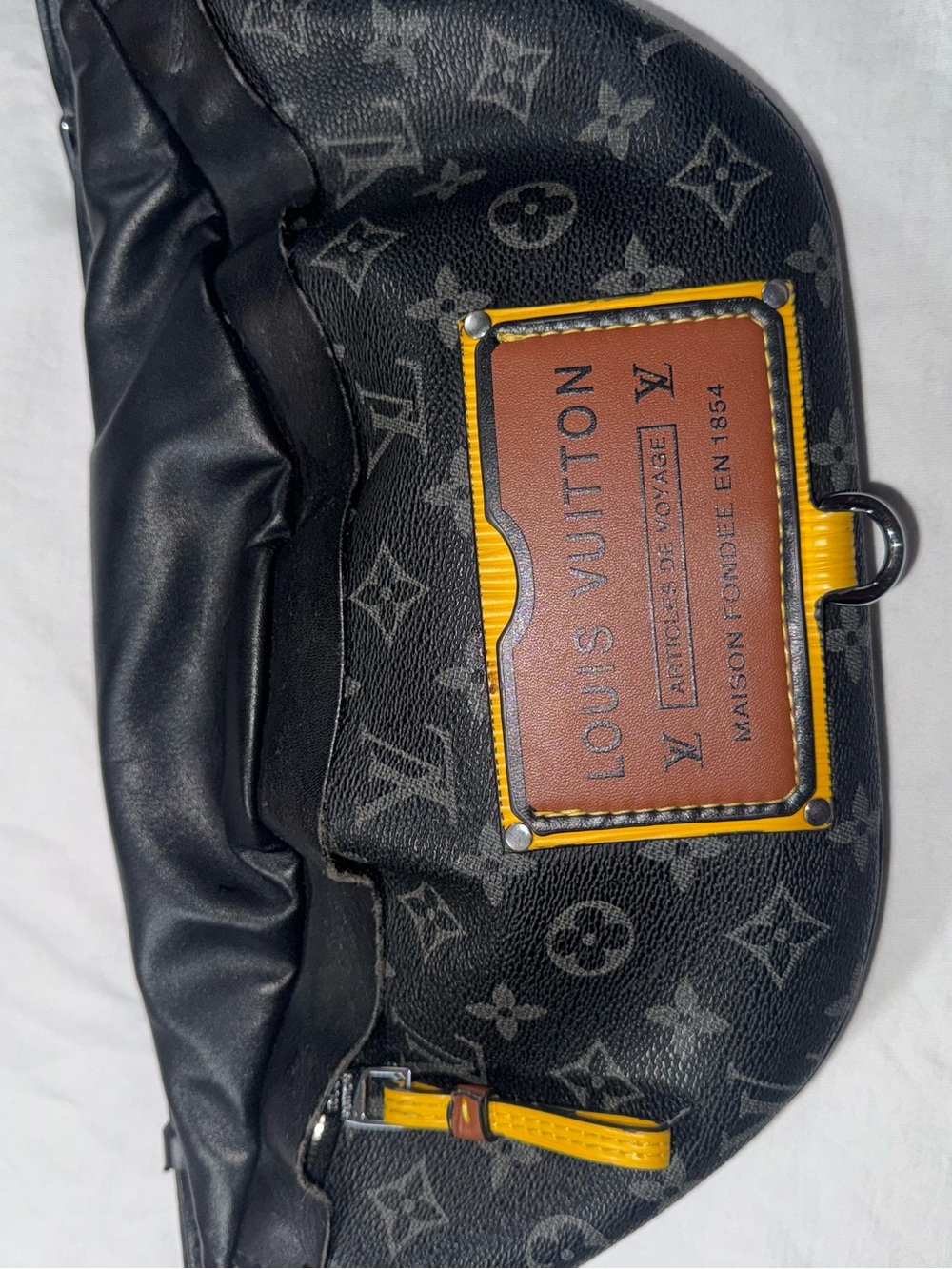 Louis Vuitton Black Monogram Belt Bag with Yellow Trim